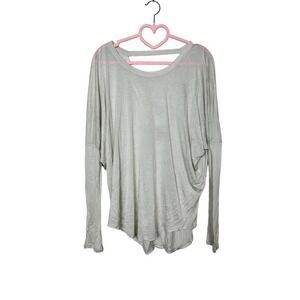 Chaser NWT Open Back Oversized Dolman Textured Silk Rayon Jersey Top Oyster